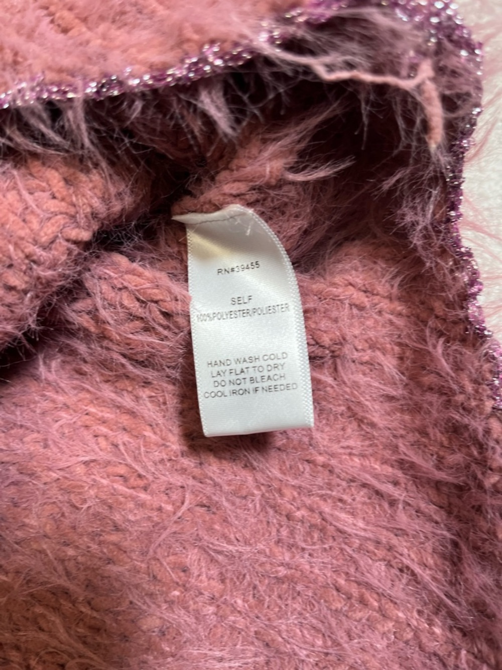 Ivory Rose Pink Eyelash Knit Scalloped Hem Crop Sweater Size Medium - Picture 11 of 17